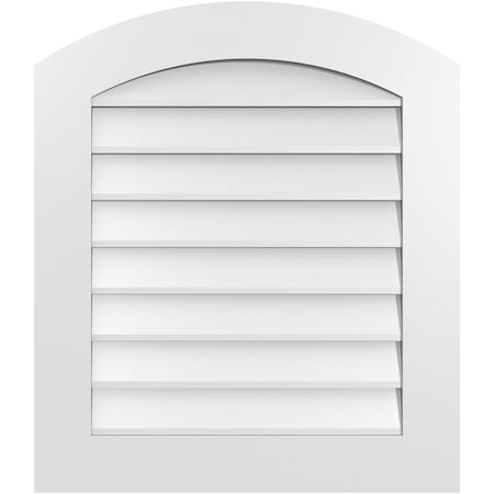 Ekena Millwork Arch Top Surface Mount PVC Gable Vent: Functional, w/ 3-1/2"W x 1"P Standard Frame, 26"W x 30"H GVPAR26X3001SF